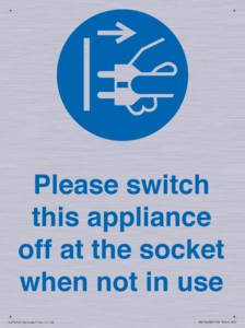 Please switch this appliance off at the socket when not in use